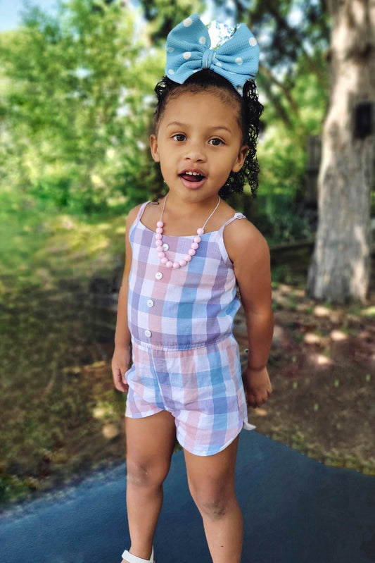 Leilani Romper: Cotton Candy Plaid